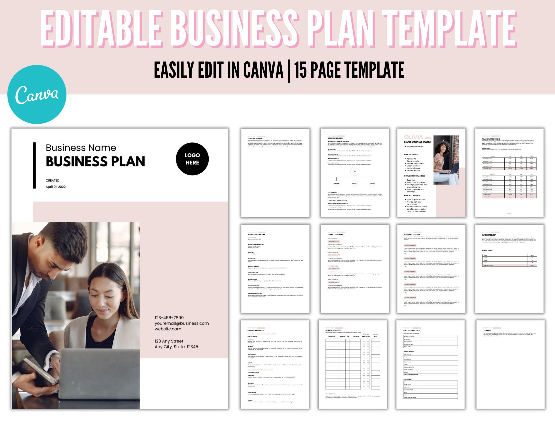 Business Plan Template Business Planner Small Business Plan - Etsy