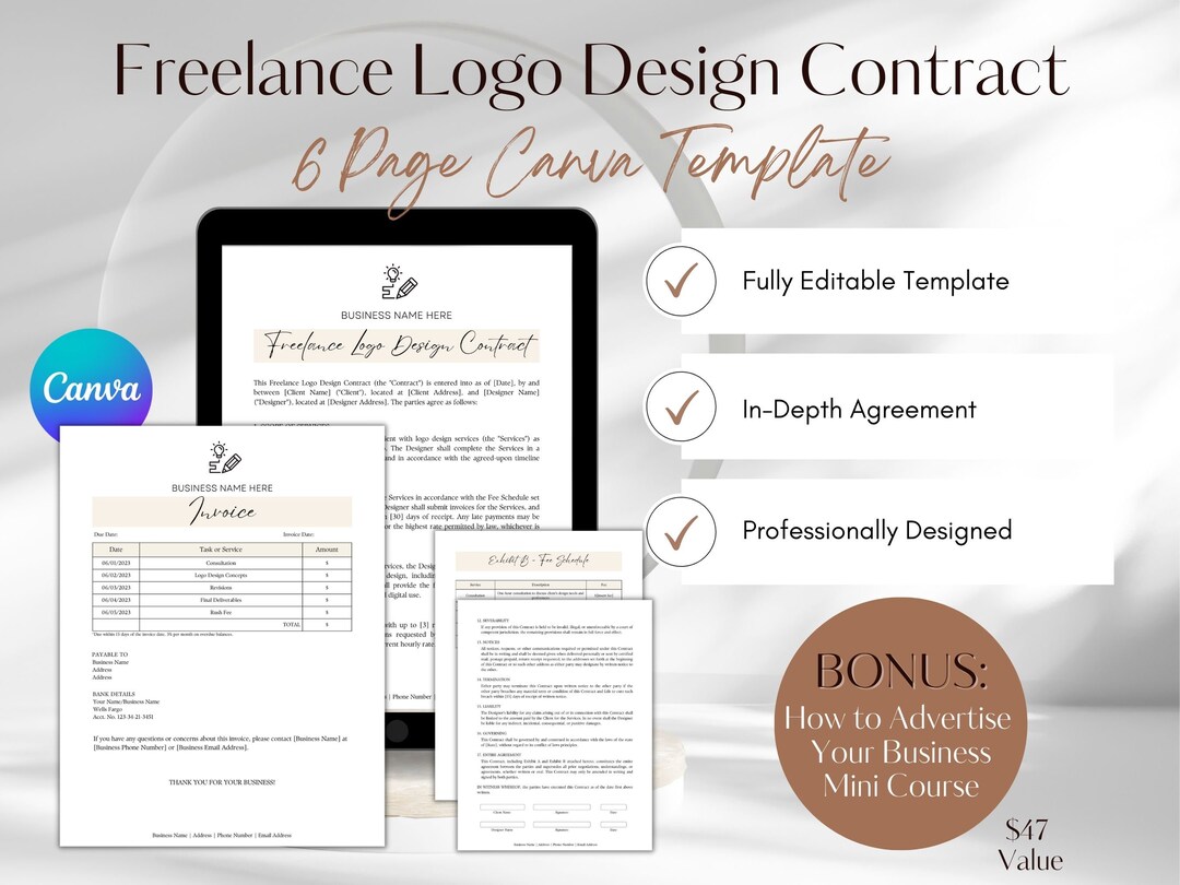 Graphic Design Contract Logo Design Contract Freelance Etsy