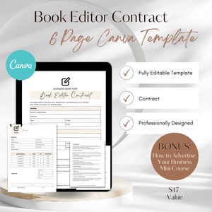 Book Editor Contract Template: Editable 6-Page Agreement (Canva)