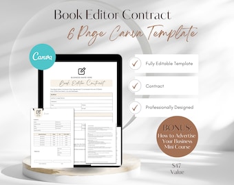 Book Editor Contract Template: Editable 6-Page Agreement (Canva)