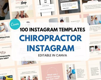 Chiropractor Instagram Templates: Editable Social Media Posts (Canva)
