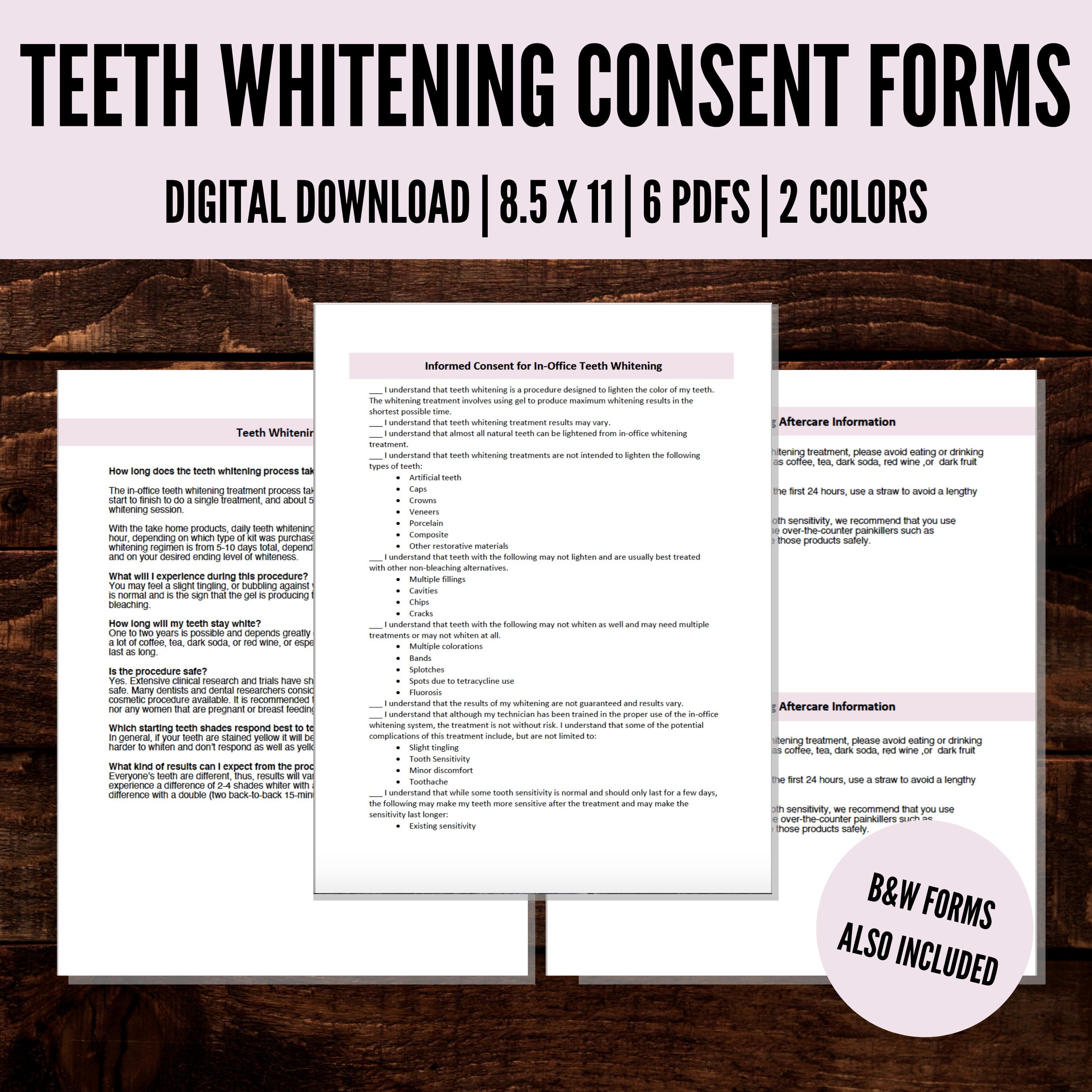 Teeth Whitening Consent Forms Esthetician Consent Forms Etsy