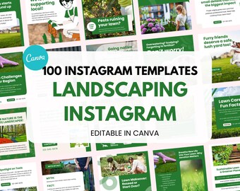 Plantillas de Instagram de paisajismo: Cuidado del césped en redes sociales (Canva)