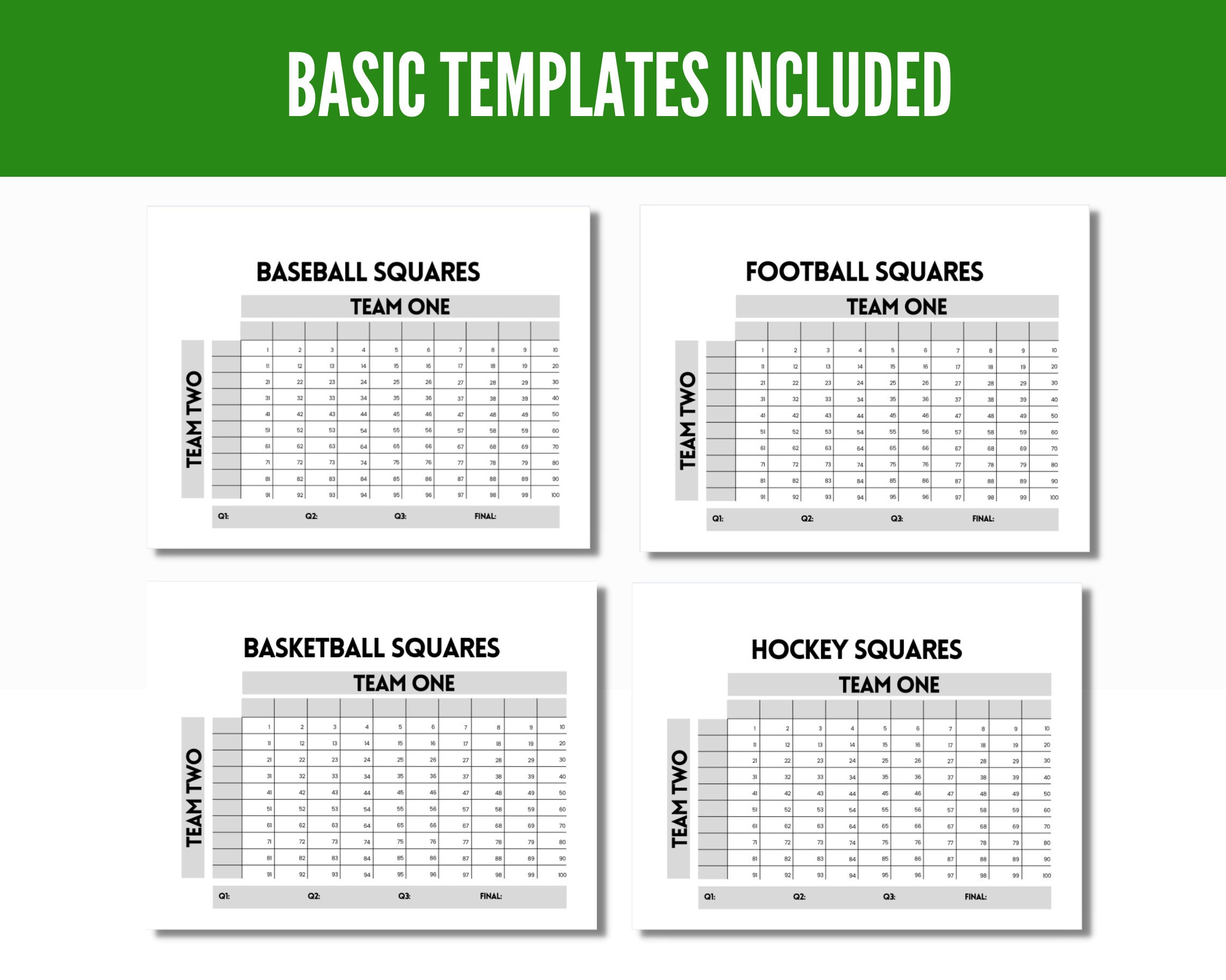Editable Football Squares Template Football Squares Squares Etsy