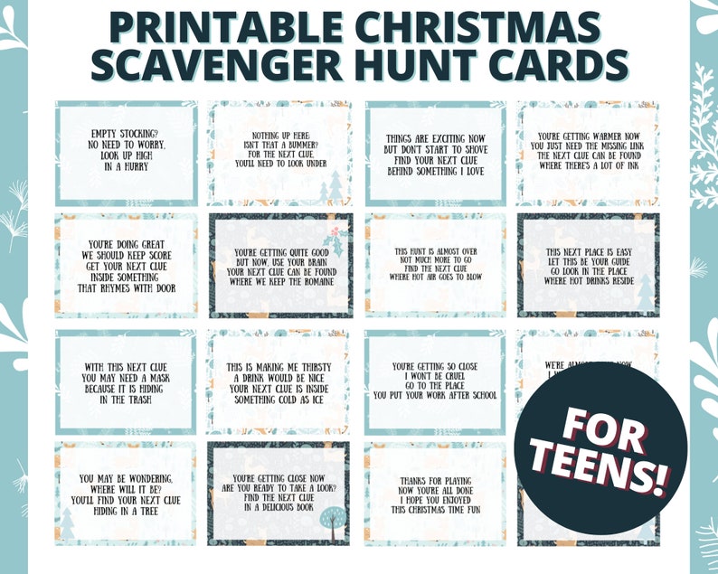 Christmas Scavenger Hunt for Teens Christmas Scavenger Hunt - Etsy