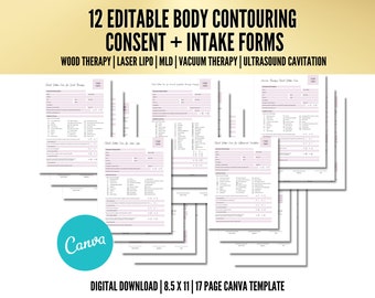 Body Contouring Consent Forms Bundle: Wood Therapy, Lipo Laser (Canva Template)