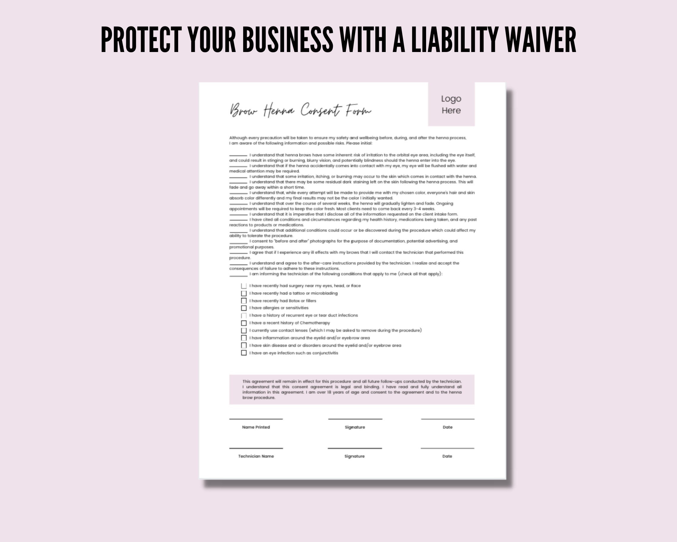 Henna Waiver Form Printable