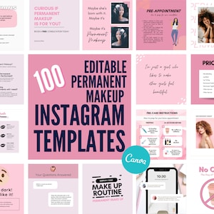 Sjablonen voor permanente make-up Instagram-berichten, bewerkbare PMU Instagram-mediakit, huidverzorgingscitaten, huidverzorgingsberichten, Instagram-inhoud