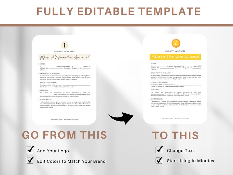 Release of Information Agreement: Editable Canva Template - Etsy