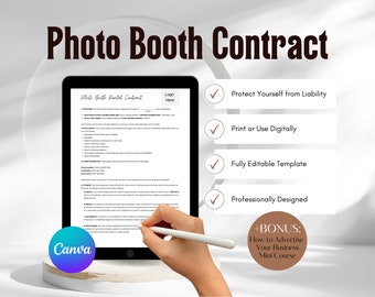 Bewerkbare sjabloon huurcontract voor fotohokje (Canva)