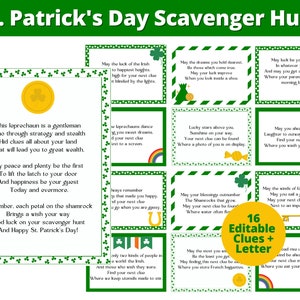 St. Patrick's Day Scavenger Hunt Clue Cards & Letter (Printable PDF)