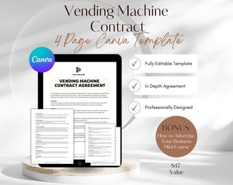 Modèle de contrat de distributeur automatique : contrat Canva modifiable (téléchargement numérique)