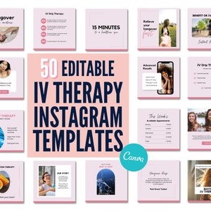 Editable IV Therapy Instagram Templates, IV Hydration Therapy Social Media Templates