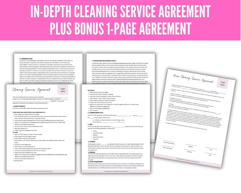 Cleaning Business Forms: Contract, Proposal, Price List (canva Template ...