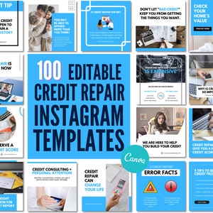 Infográficos de reparo de crédito no Instagram, folhetos de reparo de crédito, dicas de reparo de crédito, modelos de mídia social para reparo de crédito, marketing de reparo de crédito