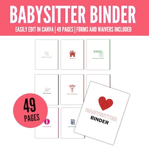 Babysitter Binder, Babysitter Guide, Babysitter Info, Babysitter Planner, Babysitter Notes, Nanny Notes, Information Sheet, PDF