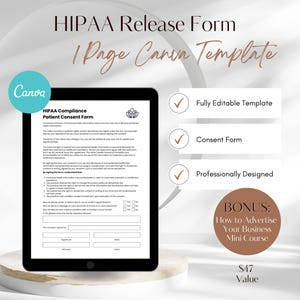 HIPPA Form, HIPPA Release Form, HIPPA Release Form, Hipaa Consent Form Template, Hipaa Compliance Form, Hipaa Waiver Form