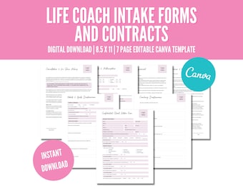 Life Coach Intake Form and Contract, Life Coaching Intake Form, Client Intake Forms, Coaching Business Forms, Life Coach Contract PDF
