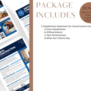 K&ouml;nnte beinhalten: Eine zweiseitige Dokumentvorlage f&uuml;r eine Leistungsbeschreibung eines Bauunternehmens. Das Dokument enth&auml;lt Abschnitte f&uuml;r Kernkompetenzen, Differenzierungsmerkmale, vergangene Leistungen und Kundenmeinungen. Das Dokument enth&auml;lt au&szlig;erdem einen Bonusabschnitt dar&uuml;ber, wie man eine &uuml;berzeugende Leistungsbeschreibung schreibt.