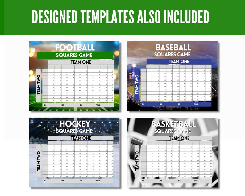 Editable Football Squares Template Football Squares Squares Etsy