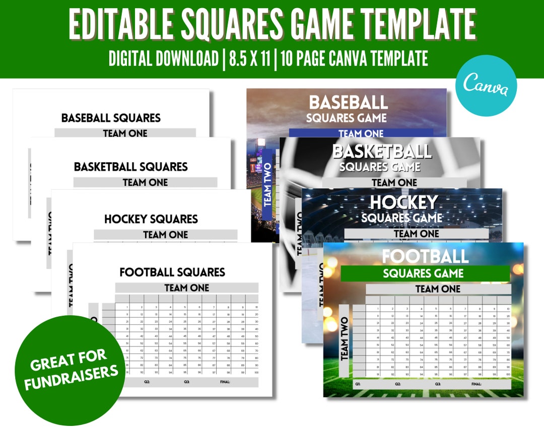 Editable Football Squares Template, Football Squares, Squares