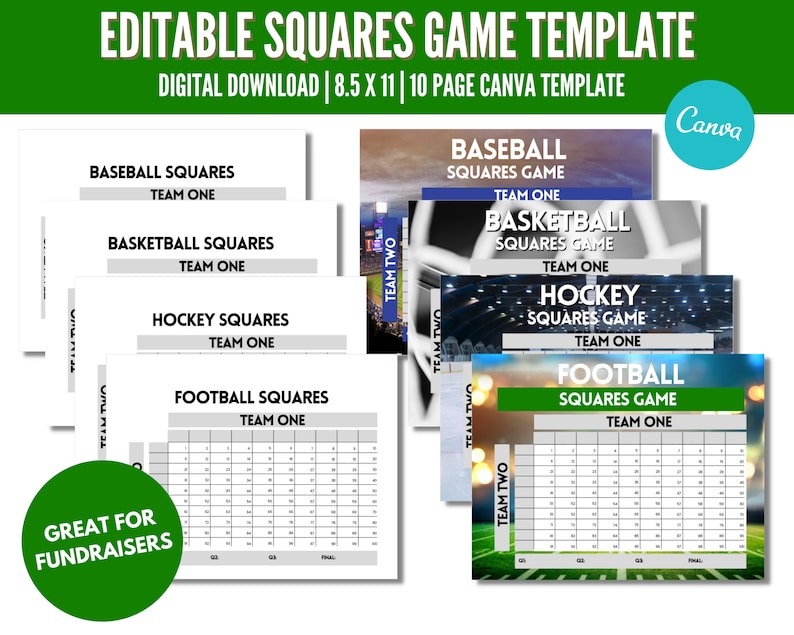 Editable Football Squares Template Football Squares Squares Etsy