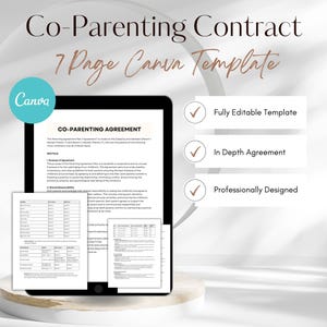 Co Parenting Agreement Template PDF, Co Parenting Contract, Joint Custody Agreement, Co Parenting Agreement Form, Co Parenting Plan