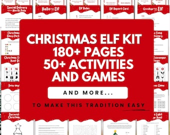 Elf Activity Kit, Printable Christmas Games, Props & Accessories (Digital Download)
