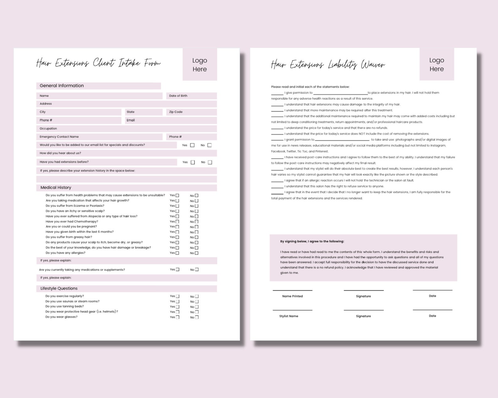 Hair Extensions Consultation Form Hair Extensions Release Etsy Canada