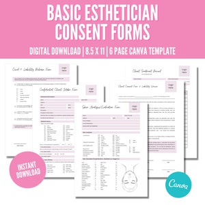 Esthetician Consent Forms, Facial Consent Forms, Client Intake Forms, Business Forms, Consent Form, Esthetician Template