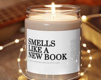 Smells Like a New Book Scented Candle 9 oz Soy Wax Candle for the Booktok Librarian Booktrovert Candle Reader Bookworm Bookish Teacher