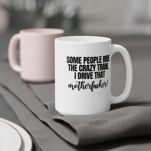 Grappige keramische mok &#39;Crazy Train&#39;: cadeau sarcastische godslastering