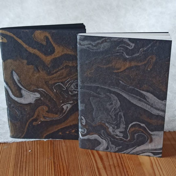 Silver and Gold on Black - Marbled Booklet with your choice of paper