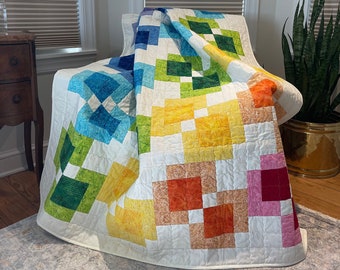 Rainbow Parade Quilt Pattern - Beginner Friendly Pattern with Step by Step Instructions and Colored Graphics