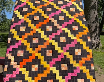 YAMINI - Jelly-Roll Quilt Pattern for Beginners, Simple Design, Detailed Instructions, Instant Download, PDF Pattern