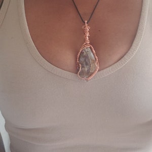 Pendentif mexicain Crazy Lace Agate enveloppé de fil