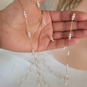 Real pearl Gold  Necklace . 24k Gold Necklace 45cm long