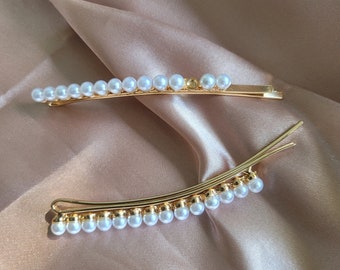 Pinza para el cabello con perlas - Horquilla dorada con perlas - Accesorios para el cabello de novia