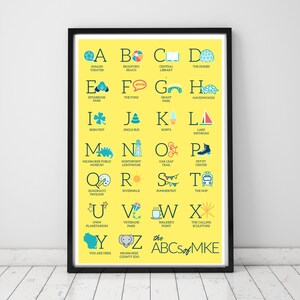 Milwaukee Alphabet Unframed Print | Yellow