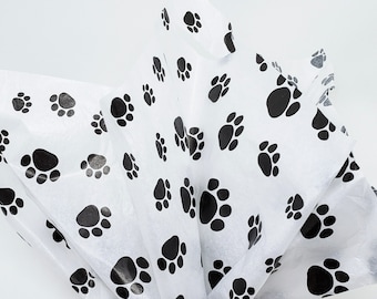 Paw Print Tissue Paper,  Black and White Tissue Paper, Large Tissue Paper 20 x 30