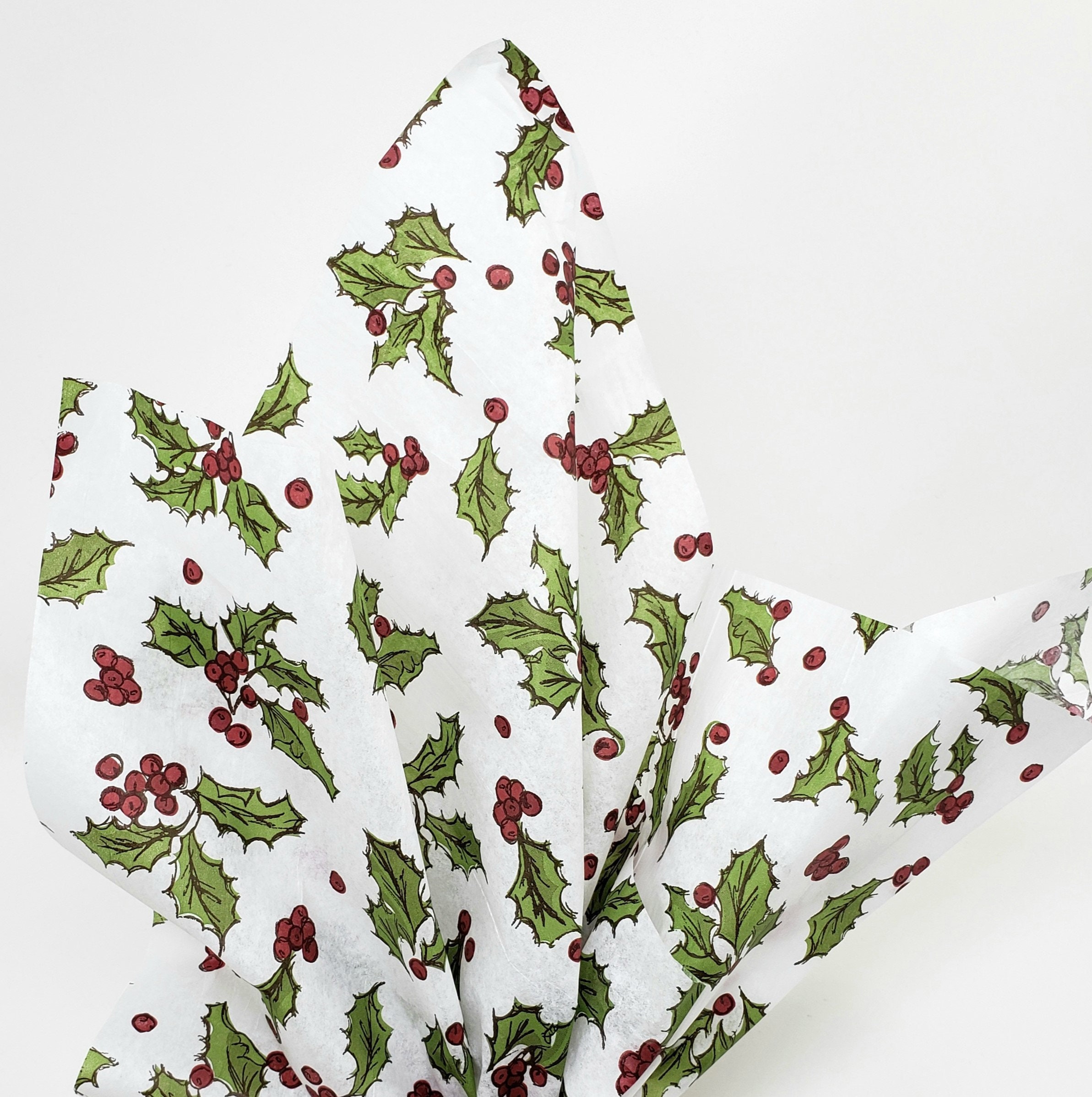 Holly Berry Tissue Paper Christmas Tissue Paper 20 X 30 Etsy
