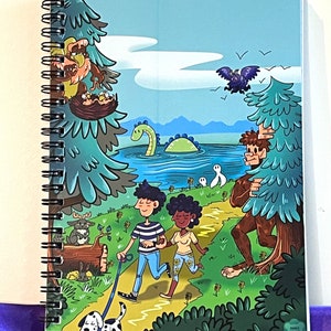 Loop door Cryptid Forest - Spiral Notebook - gelinieerd papier - Journal - Cute - Bigfoot - Lochness - Cryptid - hond - paar - Mothman