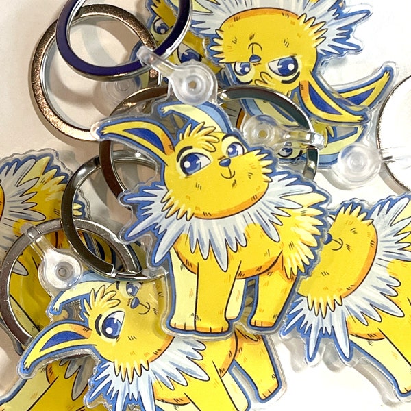 Jolteon keychain - pokemon - pokeball - acrylic - gift for gamers - gift for boy or girl - cute
