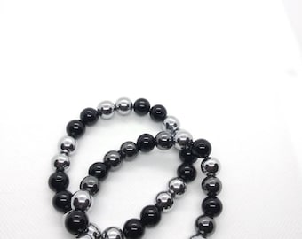 Pulsera de ónix y hematita
