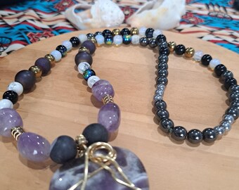 Collar de corazón de amatista