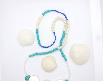 Collar Yemaya: Cuentas de Nácar, Turquesa