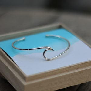 Wave Cuff Bangle, sterling silver, gift for her, ocean jewellery, surf jewellery, wave bangle, wave jewellery, surf bracelet, Sea Wave