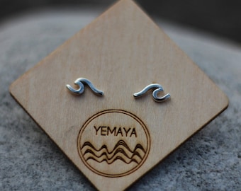 SALE - Wave Stud Earrings, sterling silver, gift for her, wave jewellery, ocean jewellery, wave earrings, beach jewellery, silver studs