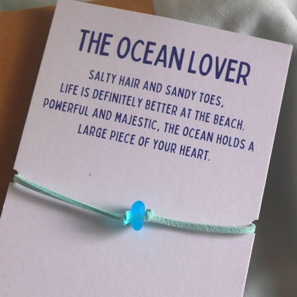 Friendship Bracelet - The Ocean Lover - Sea Glass - Beach Glass - Friendship Bracelet - Gift for Her, Friendship Bangle -  The Ocean Lover