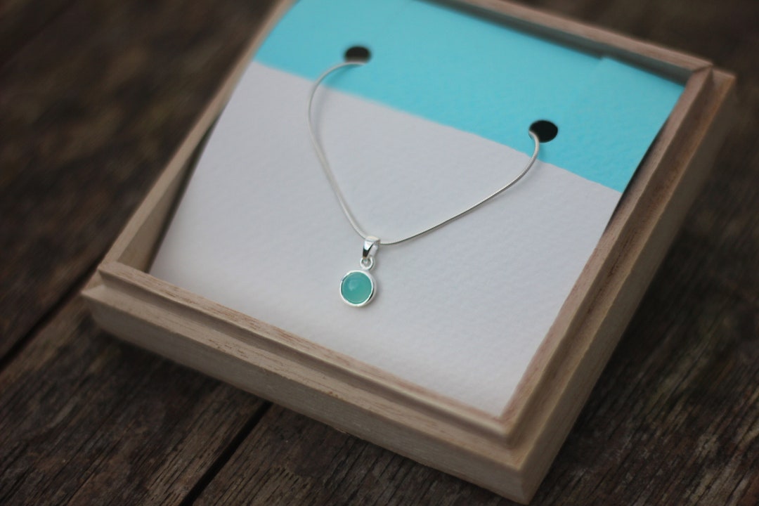 Aqua Splash Silver Necklace, Aqua Necklace, Gemstone Necklace, Aqua Chalcedony, Sterling Silver ...